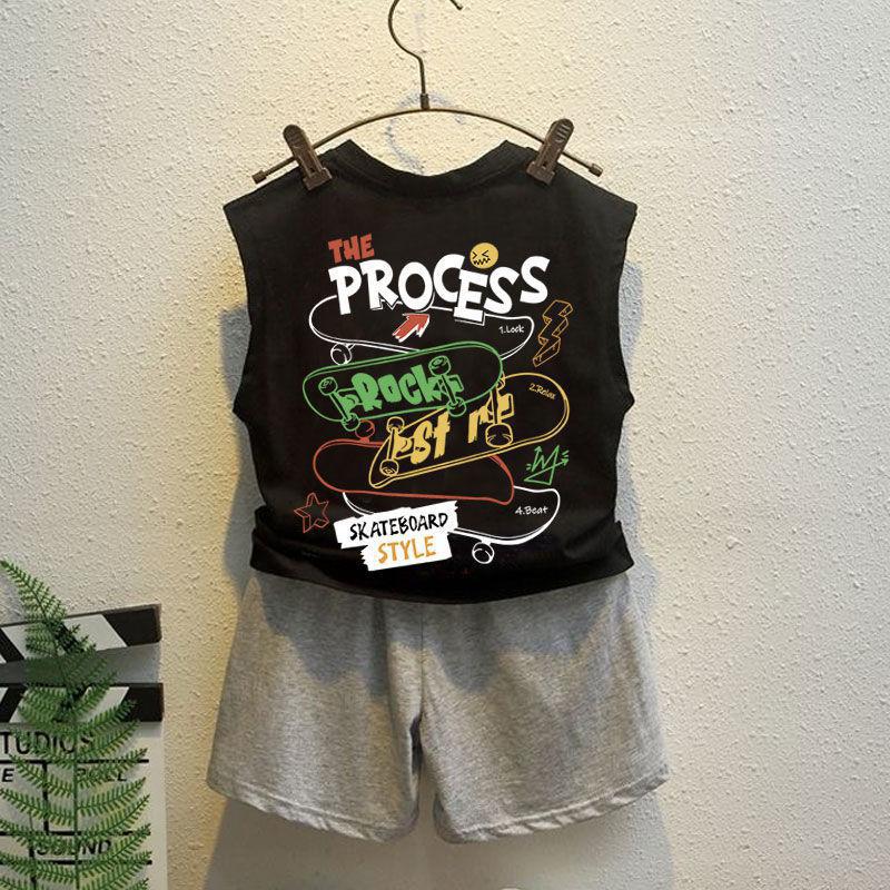 2025 Kidsren'S Clothing Boys Summer Suit Kidsren'S Vest Two-Piece Set Sleeveless T-Shirt Pure Cotton Loose Little Boy Summer - Image 3