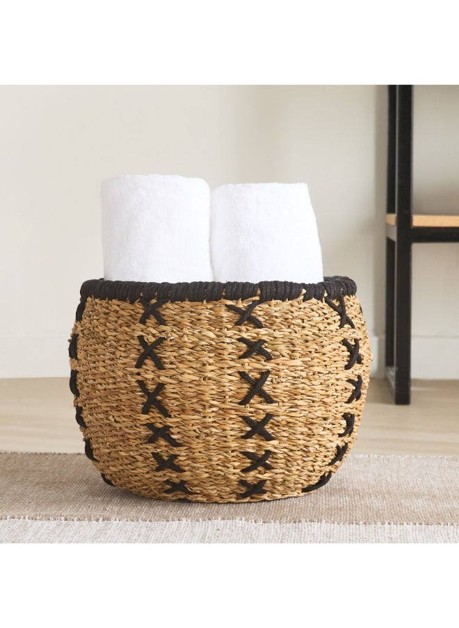 Home Box سلة تخزين متعددة الاستخدامات بخياطة طبيعية 37 × 30 سم  - Image 3
