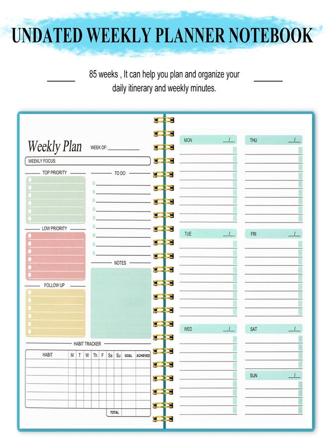 Utron A5 Weekly Planner, Planner Notebook, Undated Daily Planner, 5.7 x 8.3in To Do List Planner, Weekly Goals Notebook, Student Planner for Office/Business, Planner Notebook for Work - Image 2