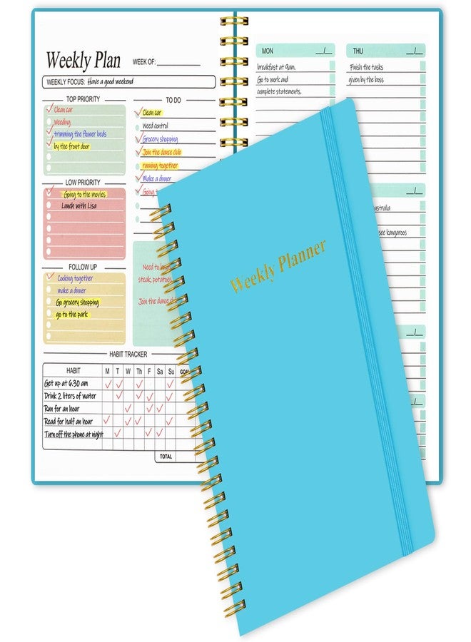 Utron A5 Weekly Planner, Planner Notebook, Undated Daily Planner, 5.7 x 8.3in To Do List Planner, Weekly Goals Notebook, Student Planner for Office/Business, Planner Notebook for Work - Image 1