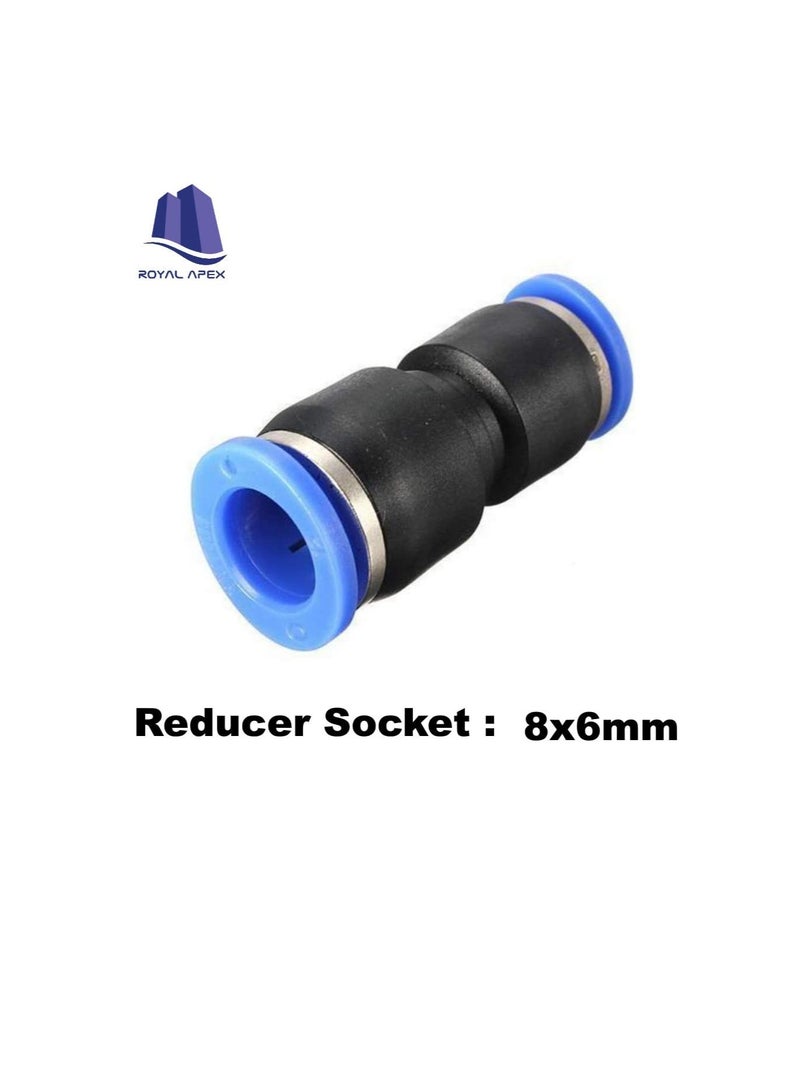 بولي يوريثين أنابيب ووصلات البولي يوريثين | دفع أنبوب هوائي لتوصيل التركيبات (مقبس المخفض - عبوة من 5 ، 8 × 6 مم) - Image 2