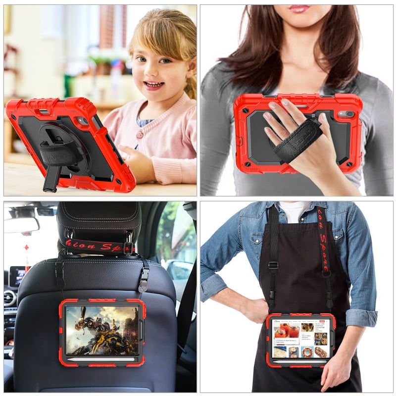 SEYMAC stock Case for iPad mini 7 (A17 Pro) 2024/ Mini 6 8.3'' with Screen Protector Pencil Holder [360 Rotating Hand Strap] &Stand, Drop-Proof Case for iPad mini 7th/6th Generation 8.3", Black+Red - Image 4