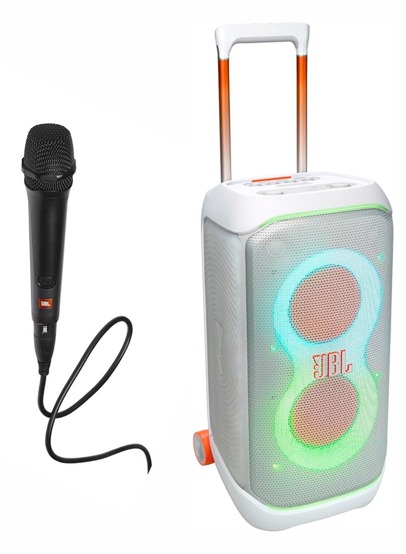 JBL PartyBox Stage 320 Wireless Party Speaker,+ PBM100 Wired Dynamic Vocal Mic with Cable JBLPBSTAGE320SWUK+JBLPBM100BLK White - Image 1