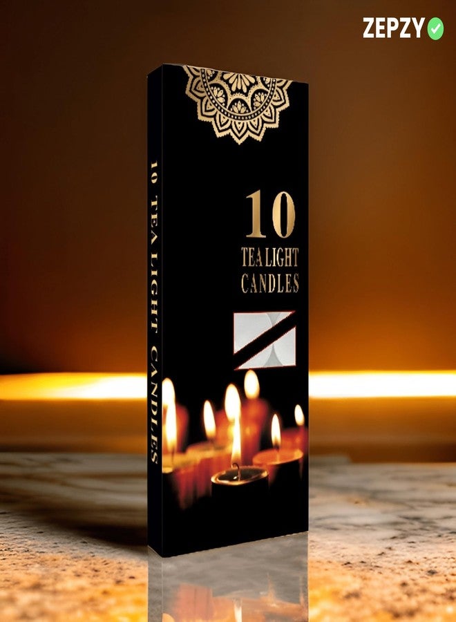 ZEPZY Tea Light Candles 100% Pure Wax, 10 Pcs, Long Burn Tealight, White Unscented Tea Light Candle, Decorative Perfect for Home, Diwali, Navratri, Dussera, New Year, Decorative Candles (10) - Image 2