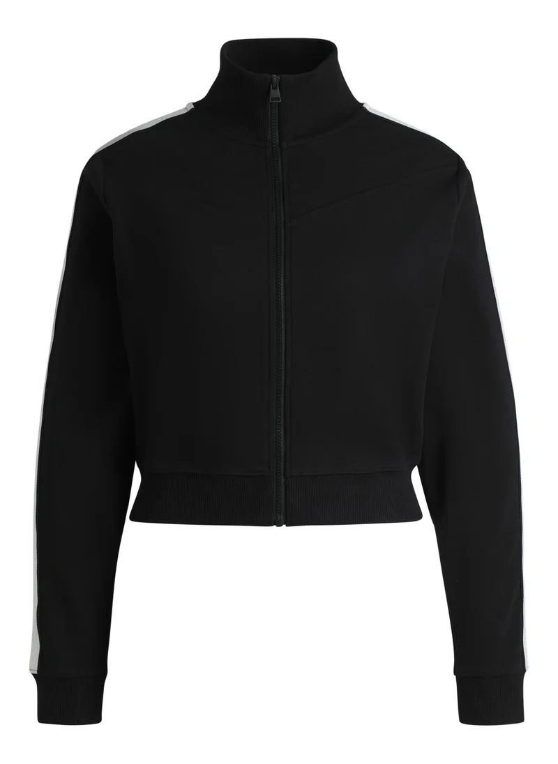 HUGO Zip-up sweatshirt in stretch cotton with logo tape