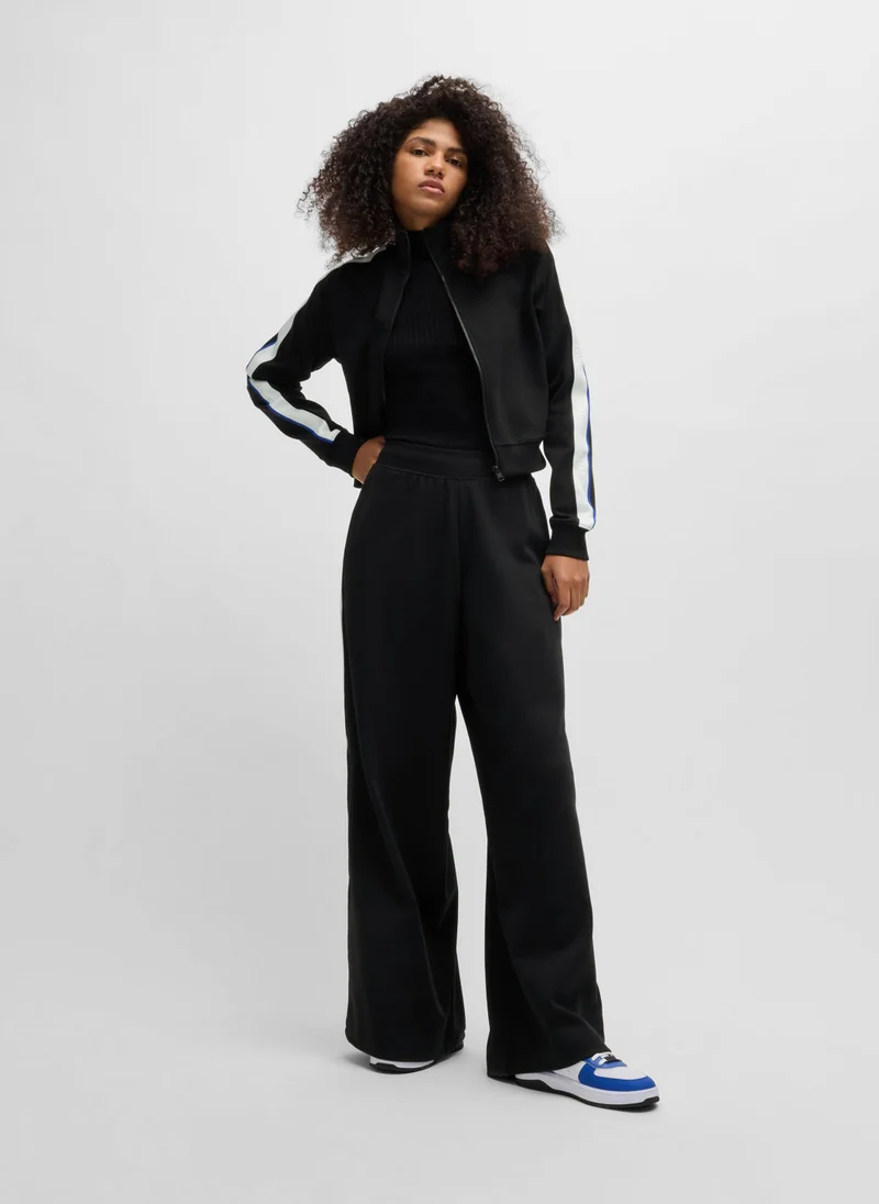 HUGO Zip-up sweatshirt in stretch cotton with logo tape