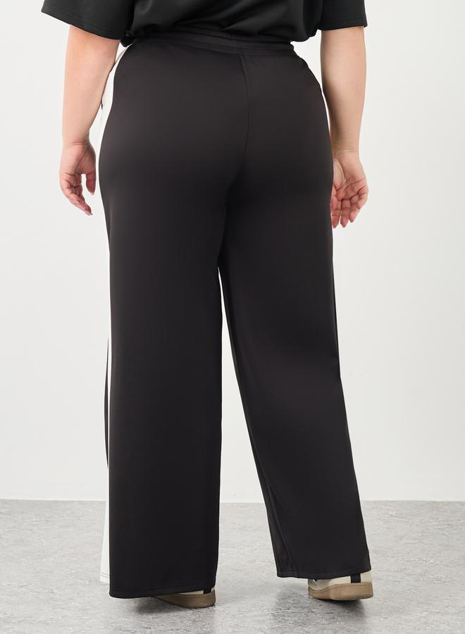 Styli Plus Wide Leg Joggers with Side Seam Contrast Panel - Image 4