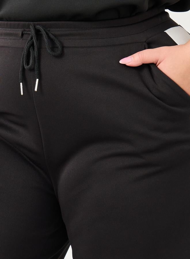 Styli Plus Wide Leg Joggers with Side Seam Contrast Panel - Image 3