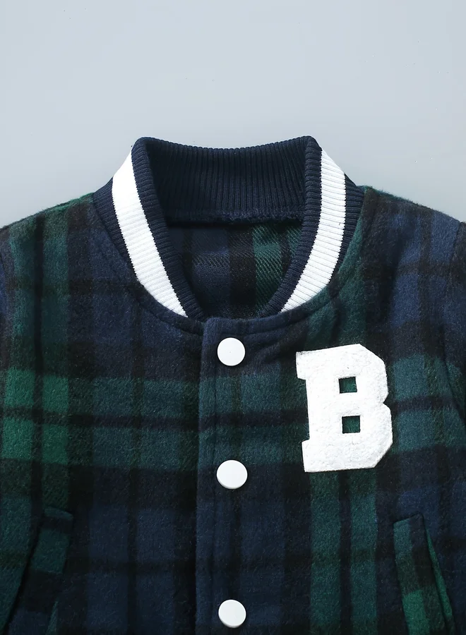 Take Two Take Two Checked Patch Detail Button Up Jacket