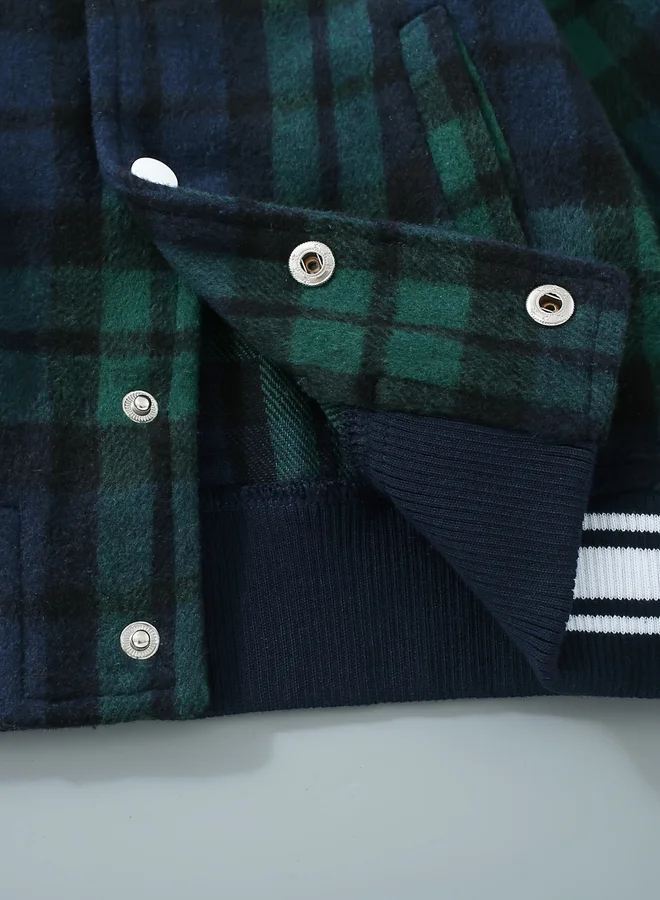 Take Two Take Two Checked Patch Detail Button Up Jacket