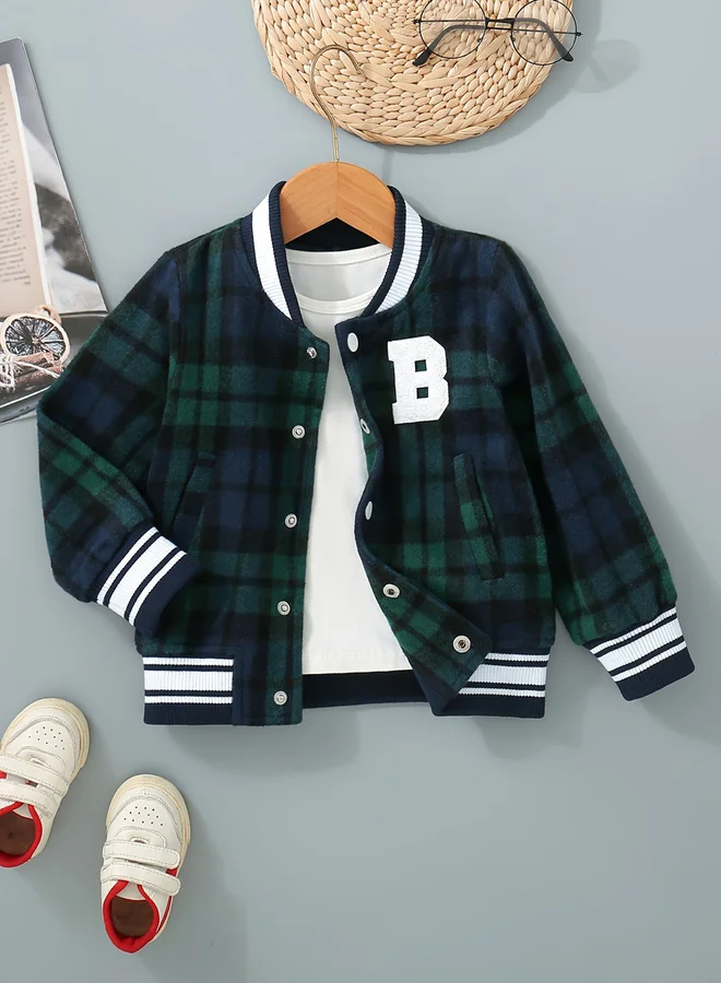 Take Two Take Two Checked Patch Detail Button Up Jacket