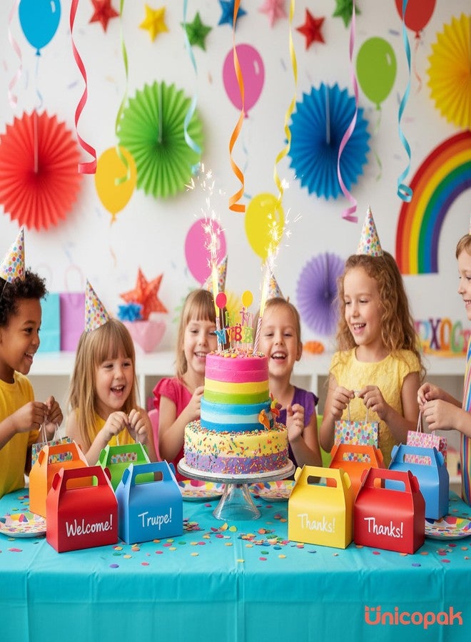 UnicoPak 30 Pack Party Favor Bag Boxes, Gable Gift Boxes with Handles for Candies Treats Goodies Cookies Happy Meals, Ideal for Theme Birthday Party, Classroom Events, Valentine's Day, 6.5x3.5x3.5 Inches - Image 5