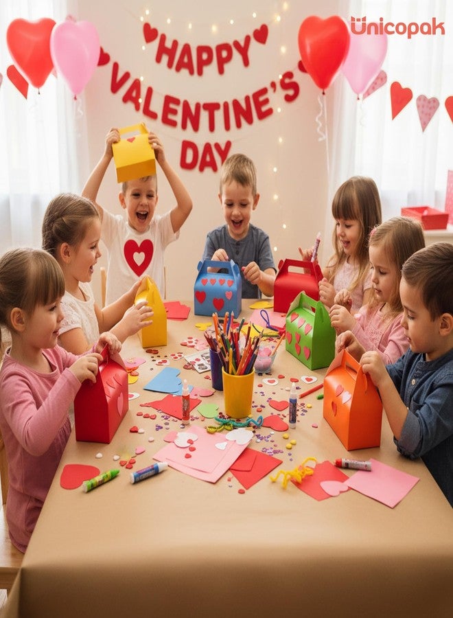 UnicoPak 30 Pack Party Favor Bag Boxes, Gable Gift Boxes with Handles for Candies Treats Goodies Cookies Happy Meals, Ideal for Theme Birthday Party, Classroom Events, Valentine's Day, 6.5x3.5x3.5 Inches - Image 4