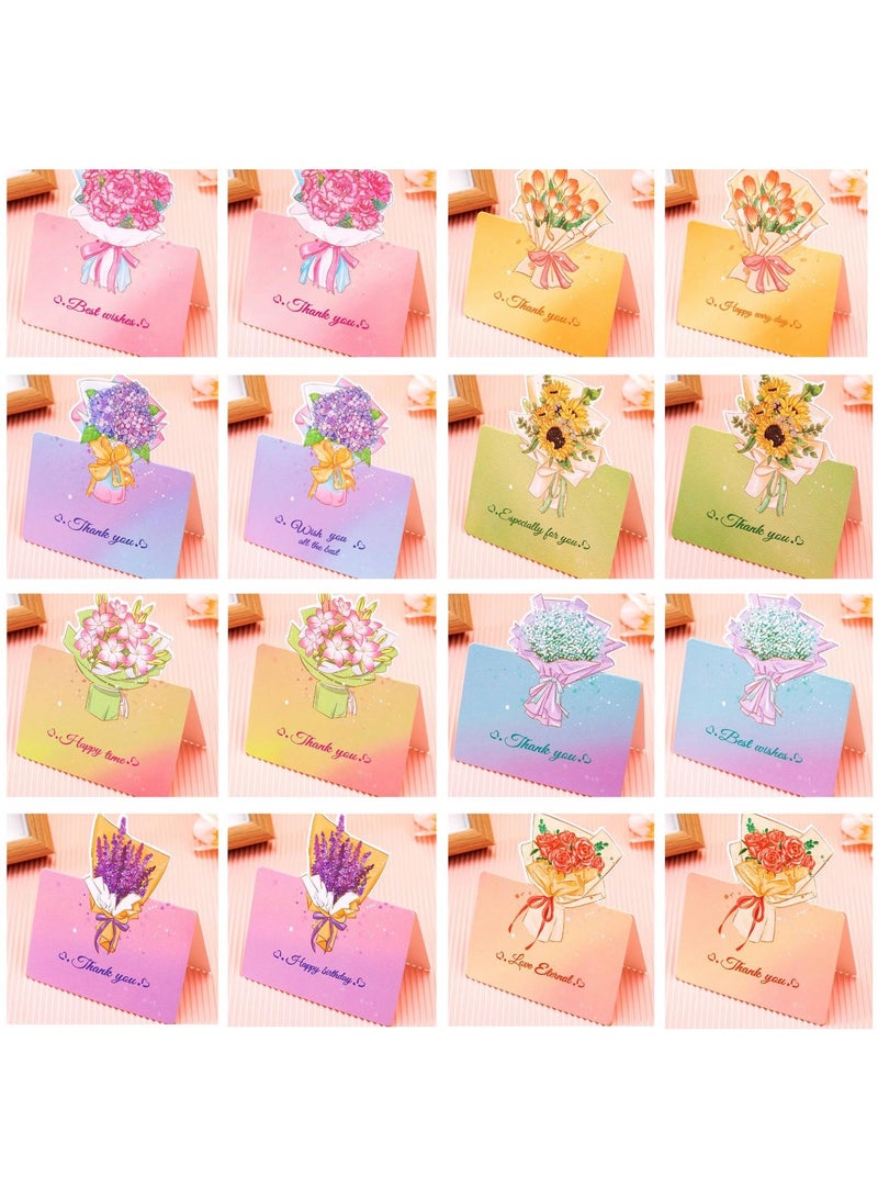 BenQuand Bulk Foldable Flower Greeting Cards,Color Romantic Flower Blank Cards Note Card, Wedding Card Flower Card.16Pcs - Image 1