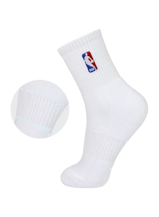 NBA Basketball Socks For Women, Mid-Calf Casual Sports Socks, Thick Cotton Terry Socks With Embroidery For Students, Running Cotton Socks, 3 Pairs - Image 3