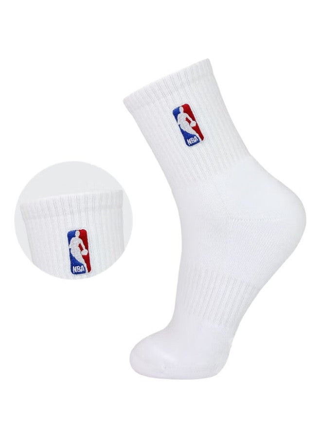 NBA Basketball Socks For Women, Mid-Calf Casual Sports Socks, Thick Cotton Terry Socks With Embroidery For Students, Running Cotton Socks, 3 Pairs - Image 2