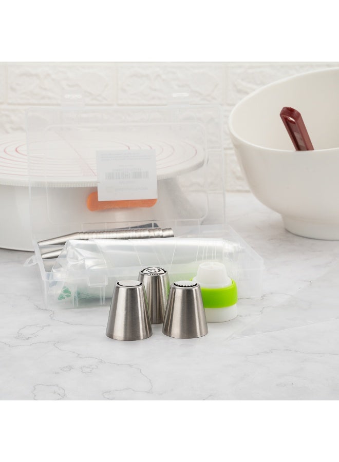 Restaurantware Pastry Tek Russian Piping Tips Set, 68 Piece Durable Cake Decorating Kit - 57 Piping Tips, 10 Piping Bags, Stainless Steel Piping Bags And Tips Set, 1 Tri-Color Coupler, - Image 3