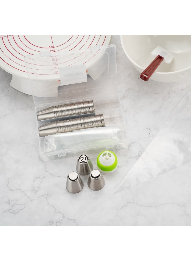 Restaurantware Pastry Tek Russian Piping Tips Set, 68 Piece Durable Cake Decorating Kit - 57 Piping Tips, 10 Piping Bags, Stainless Steel Piping Bags And Tips Set, 1 Tri-Color Coupler, - Image 4