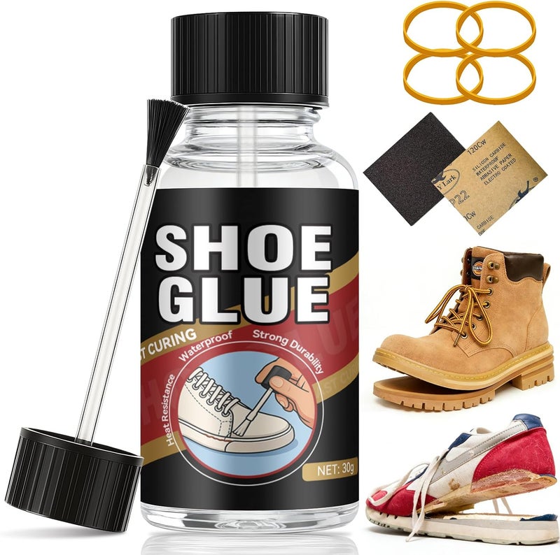 HORSEFISH TOOL Shoe Glue, Shoe Glue Sole Repair Kit, Professional Shoe Sole Glue for Shoe and Sole Repair, Shoe Repair Glue for Boots, Sneakers, Heels, Hiking Shoes, Leather, Sneakers, Waterproof Clear Flexible - Image 1