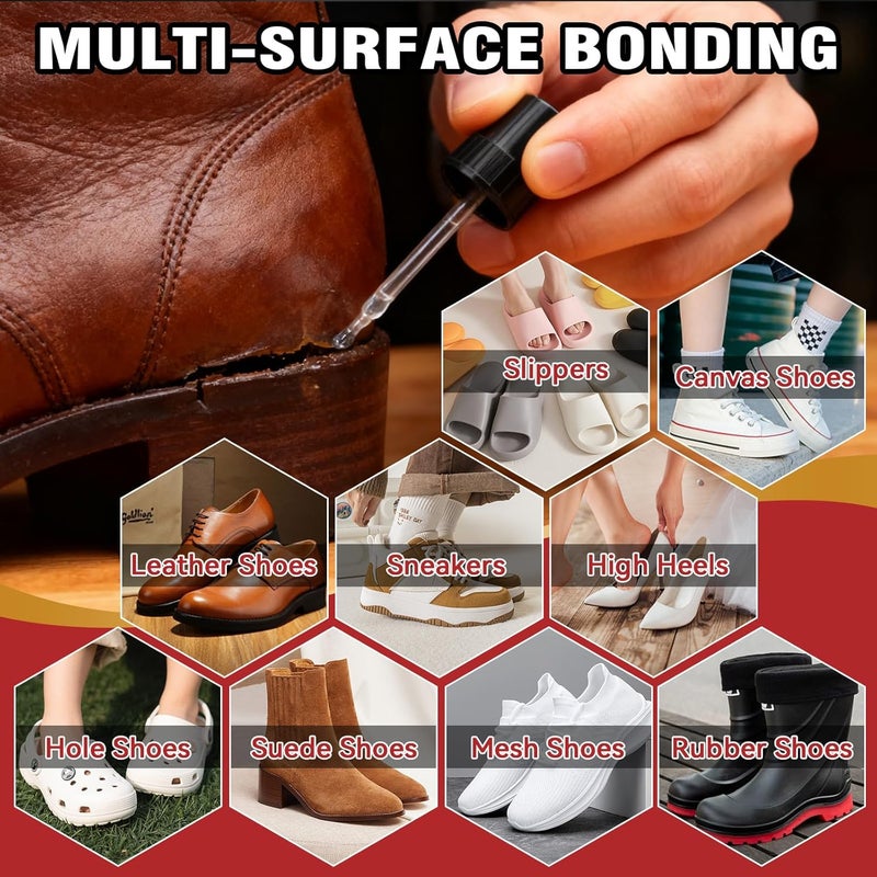 HORSEFISH TOOL Shoe Glue, Shoe Glue Sole Repair Kit, Professional Shoe Sole Glue for Shoe and Sole Repair, Shoe Repair Glue for Boots, Sneakers, Heels, Hiking Shoes, Leather, Sneakers, Waterproof Clear Flexible - Image 5