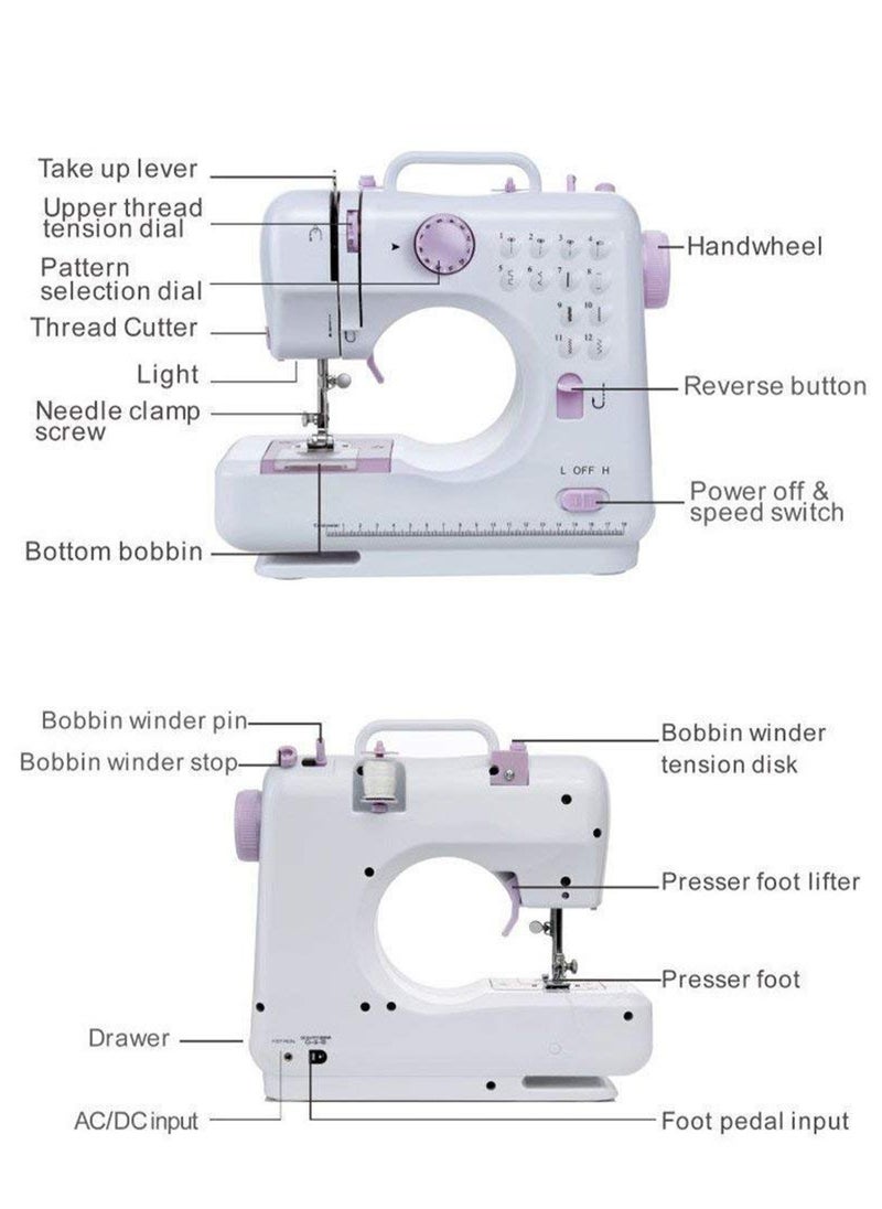 Mi VAZA - 12-Stitch Electric Sewing Machine - Double Line and Double Speed - Portable Multifunctional Sewing Machine for Beginners and Kids - Image 1