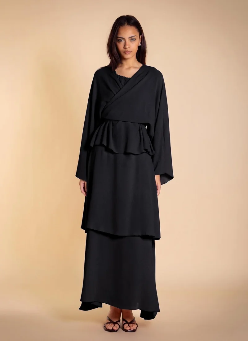 SHAPES MIDI RUFFLE DRESS WITH JACKET