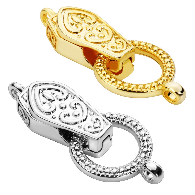OHINGLT Fold Over Magnetic Necklace Clasps and Closures 18K Gold and Silver Plated Brass with Loop Magnet Converter for DIY Bracelet Jewelry Making