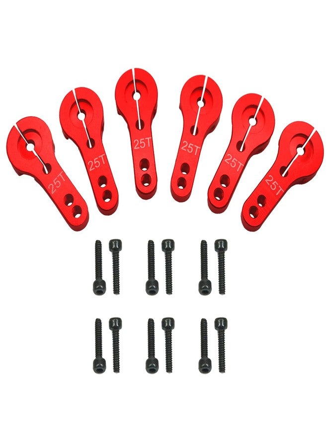 Vgoohobby 6Pcs Vgoohobby 25T Aluminum Servo Horns,RC 25 Tooth Steering Arm M3 Threads for RC Car Truck Buggy Airplane Boat,Red - Image 2