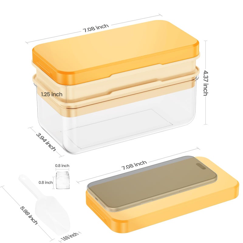 PHINOX Ice Cube Tray with Lid and Bin, Ice Trays for Freezer, Flexible Ice Cube Trays, Making 56 pcs Ice Cubes, Chilling Cocktail, Whiskey, Coffee, with 2 trays, Ice Container, Scoop&Cover, BPA Free - Image 3
