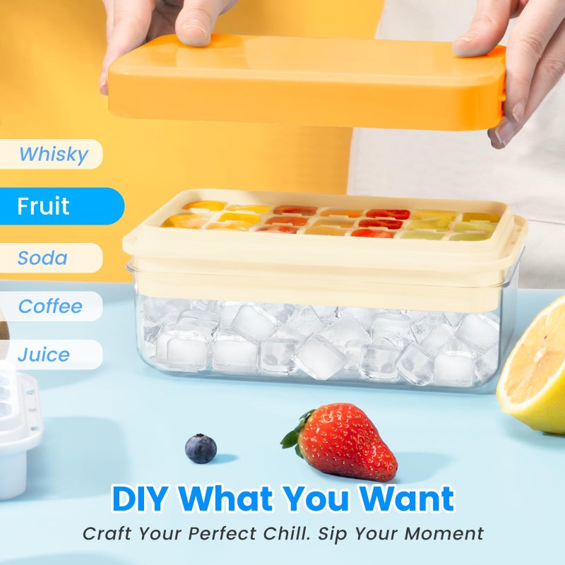 PHINOX Ice Cube Tray with Lid and Bin, Ice Trays for Freezer, Flexible Ice Cube Trays, Making 56 pcs Ice Cubes, Chilling Cocktail, Whiskey, Coffee, with 2 trays, Ice Container, Scoop&Cover, BPA Free - Image 4