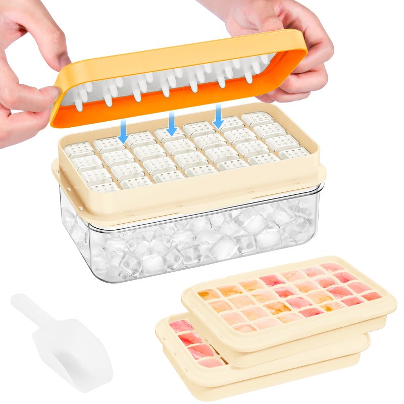 PHINOX Ice Cube Tray with Lid and Bin, Ice Trays for Freezer, Flexible Ice Cube Trays, Making 56 pcs Ice Cubes, Chilling Cocktail, Whiskey, Coffee, with 2 trays, Ice Container, Scoop&Cover, BPA Free - Image 1