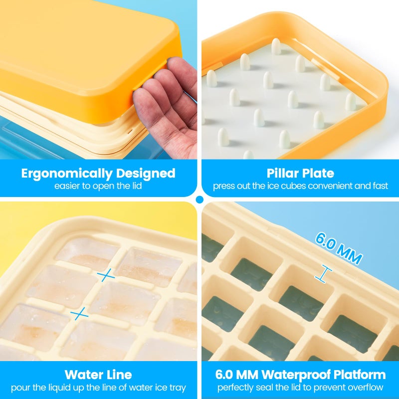 PHINOX Ice Cube Tray with Lid and Bin, Ice Trays for Freezer, Flexible Ice Cube Trays, Making 56 pcs Ice Cubes, Chilling Cocktail, Whiskey, Coffee, with 2 trays, Ice Container, Scoop&Cover, BPA Free - Image 5