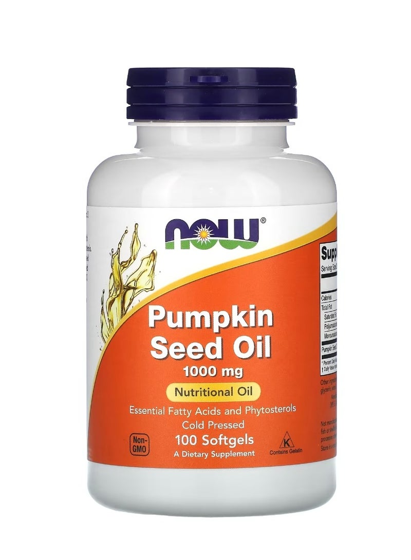now Pumpkin Seed Oil 1000 Mg 100 Softgels - Image 1
