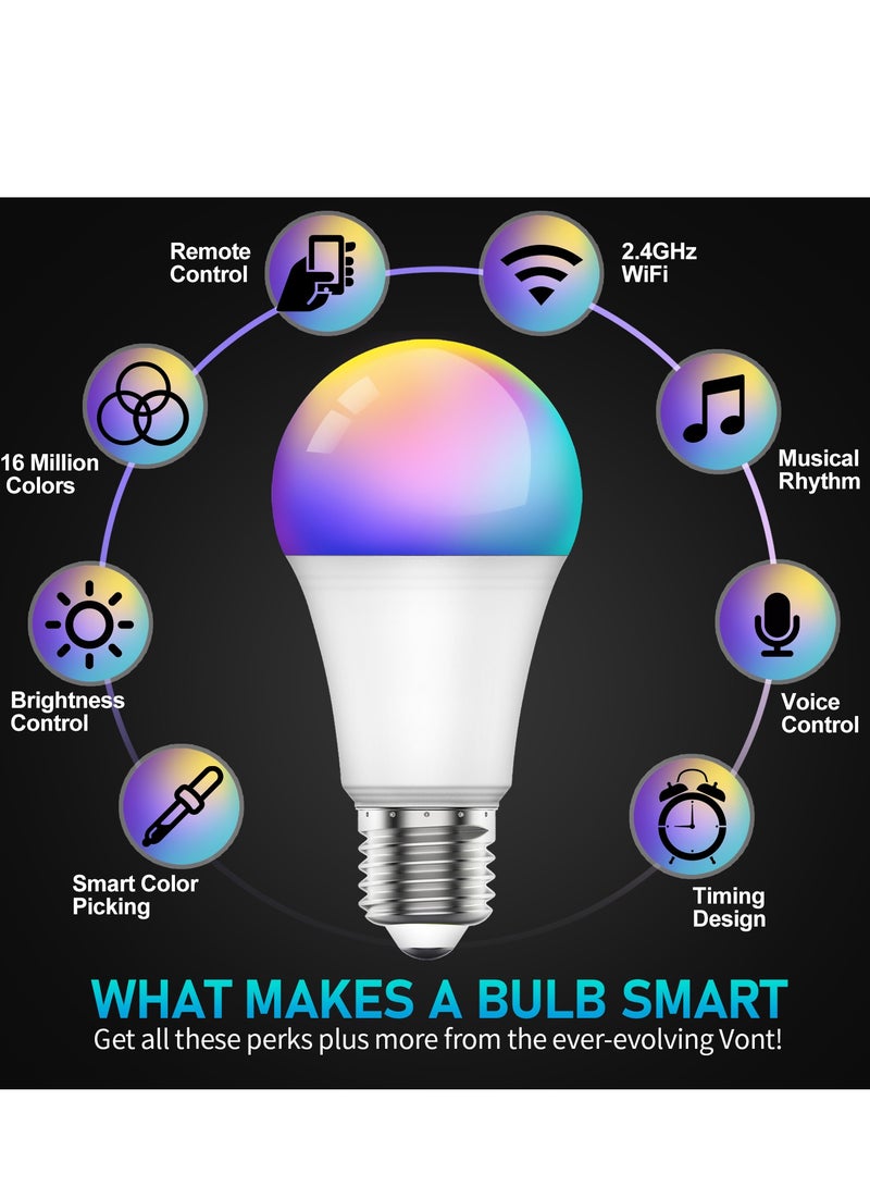 UREVO LED Smart Bulb E27 10W A60 Color Adjustable Light with Remote Control for Home Use and Everyday Lighting - Image 2