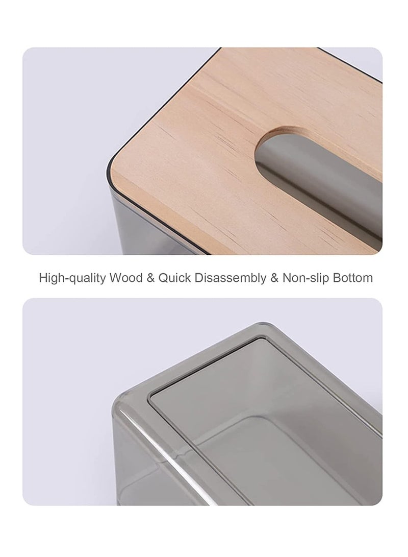 ECVV حامل مناديل الوجه من ECVV مصنوع من الأكريليك الشفاف على شكل مستطيل من Nordic Creative مع موزع مناديل ورقية للتجفيف وعلبة مناديل مبللة للمطاعم مع غطاء من الخيزران - Image 5