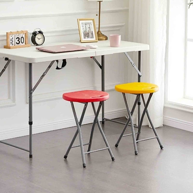 SAKAR Sakar Folding Stools to Sit On Portable Plastic Seating with X-Shaped Metal Frame for Convenient Carrying and Storage (Multi-Color, Pack of 1).  - Image 2