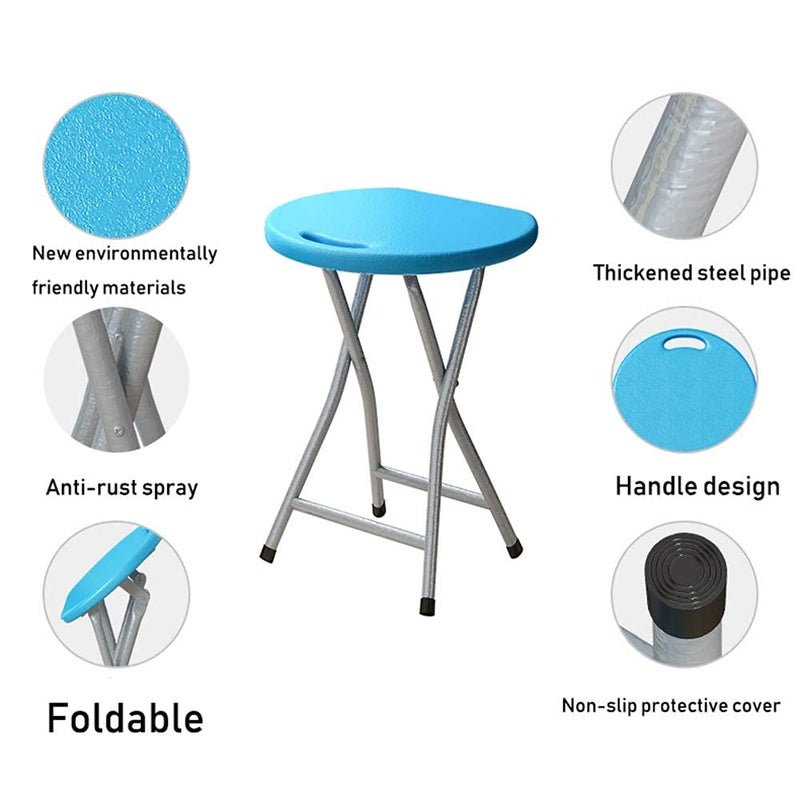 SAKAR Sakar Folding Stools to Sit On Portable Plastic Seating with X-Shaped Metal Frame for Convenient Carrying and Storage (Multi-Color, Pack of 1).  - Image 4