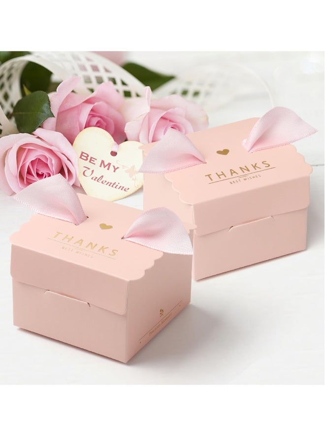 50 Pack Mini Pink Party Favor Bags with Bow Ribbon Treat Boxes for Weddings Baby Showers Celebrations - Image 5