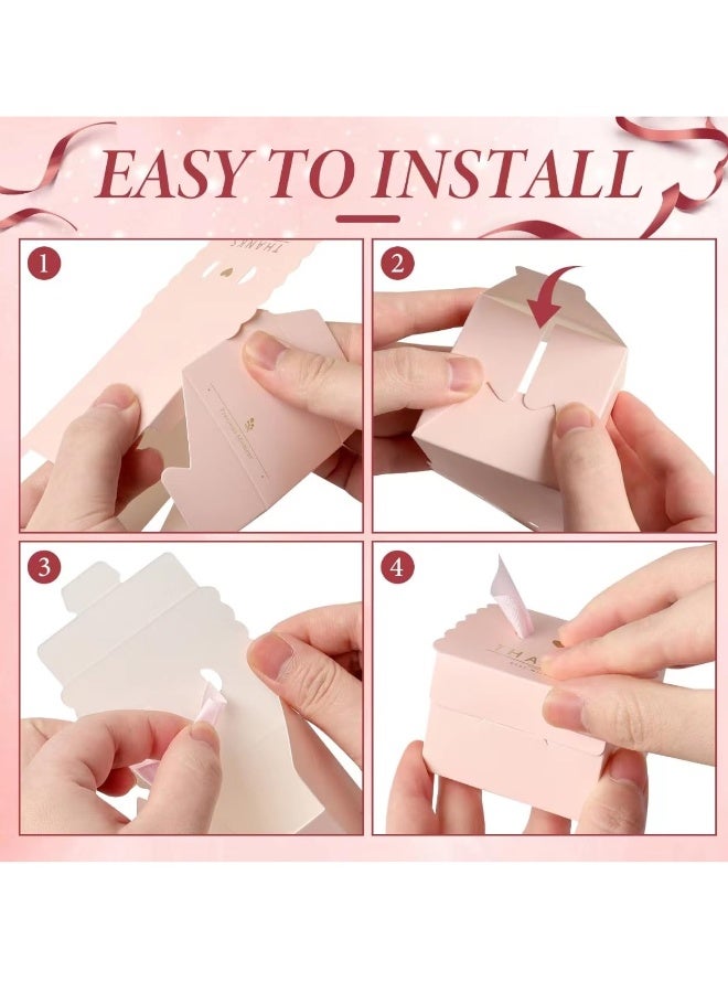 50 Pack Mini Pink Party Favor Bags with Bow Ribbon Treat Boxes for Weddings Baby Showers Celebrations - Image 4