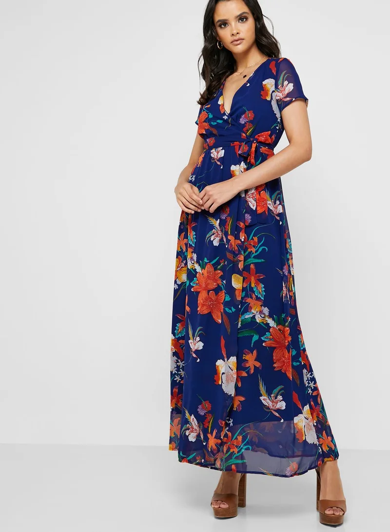 VERO MODA Tie Waist Floral Print Dress