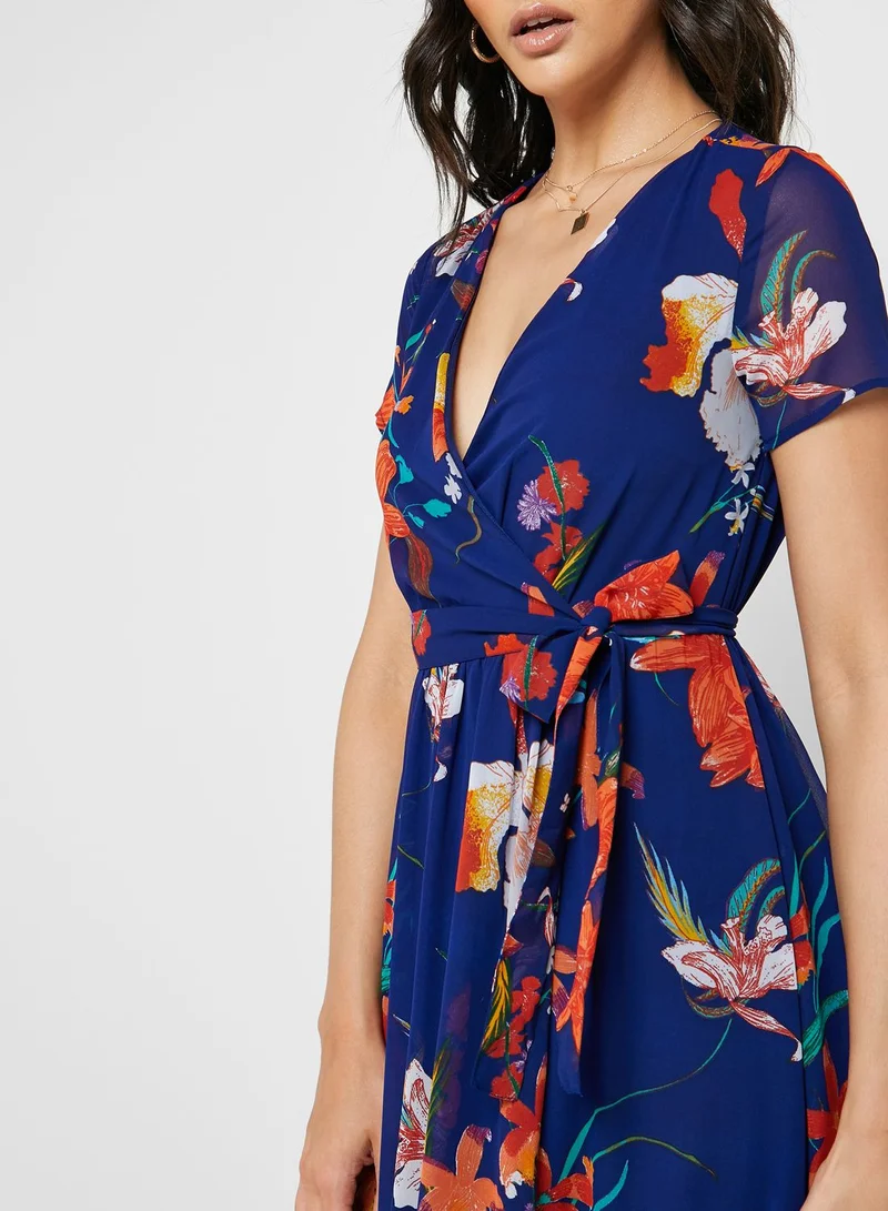 VERO MODA Tie Waist Floral Print Dress