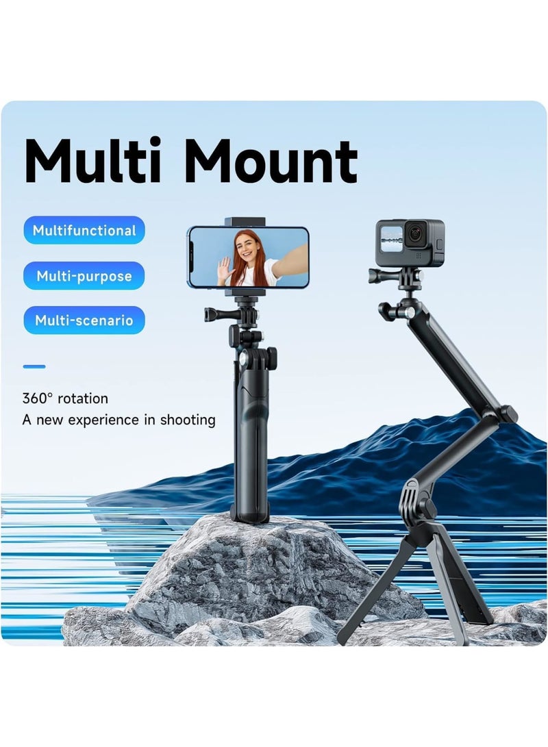 Zikra Selfie Stick Tripod Handle Grip for GoPro Phone, 360 Ball Joint Stabilizer Holder Handler Extension Pole, Extendable Travel Tripod Compatible with iPhone 15/14/13 Pro Max/Android - Image 2