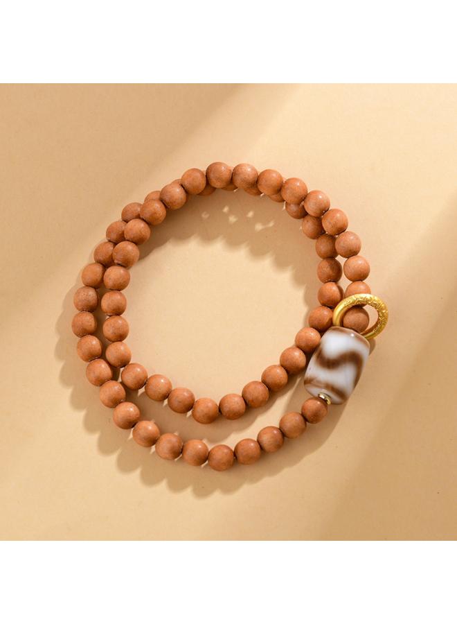 Natural Mountain Sandalwood Bodhi Round Beads Old Beads Bamboo Double Circle Multi-circle Bracelet Plate Playing Buddha Beads Bracelet 