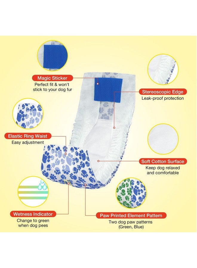 دونو حفاضات دونو للكلاب الذكور التي تستخدم لمرة واحدة، لفافات الكلاب الذكور للجراء، حفاضات ناعمة فائقة الامتصاص غير قابلة للانزلاق للكلاب الذكور، أربعة أحجام - Image 3