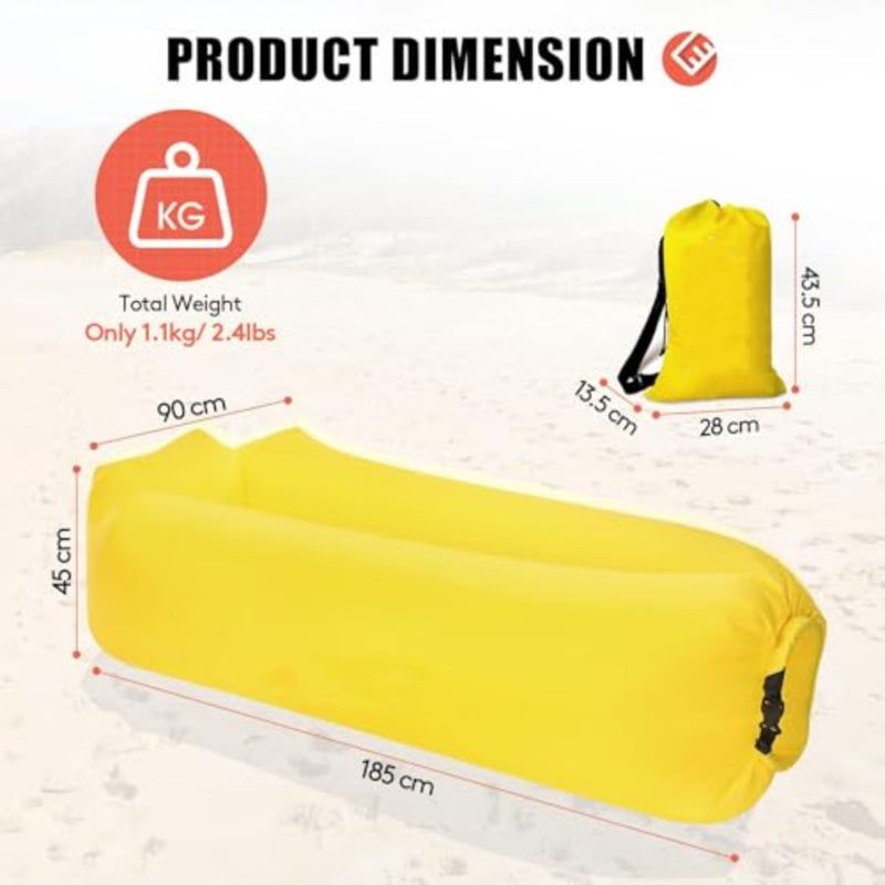 Inflatable Air Sofa for Travel, Outdoor, Camping, Hiking, Beach Parties, Picnic, Backyard, Lakeside PVC Material, Gray, Ultra-Lightweight Quick-Inflate Design - Image 2