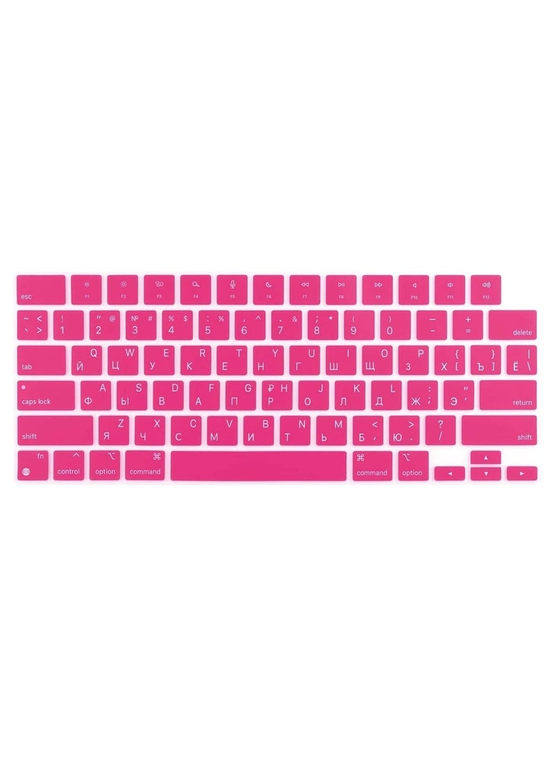 AMM US Version Russian English Silicone Keyboard Cover Skin for M2 MacBook Air 13.6 inch 2022 A2681 & MacBook Pro 14 inch 2022 2021 A2442 M1 & MacBook Pro 16 inch 2022 2021 A2485 M1 Pink - Image 1