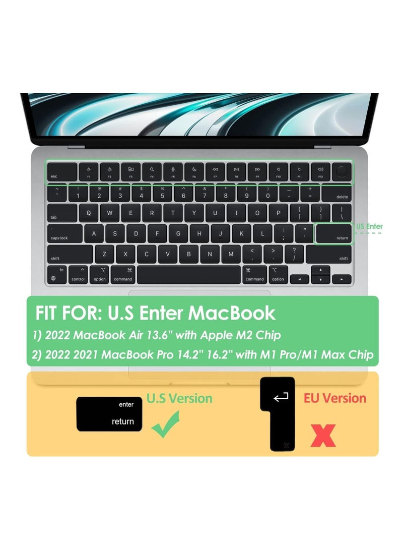 AMM US Version Russian English Silicone Keyboard Cover Skin for M2 MacBook Air 13.6 inch 2022 A2681 & MacBook Pro 14 inch 2022 2021 A2442 M1 & MacBook Pro 16 inch 2022 2021 A2485 M1 Pink - Image 2