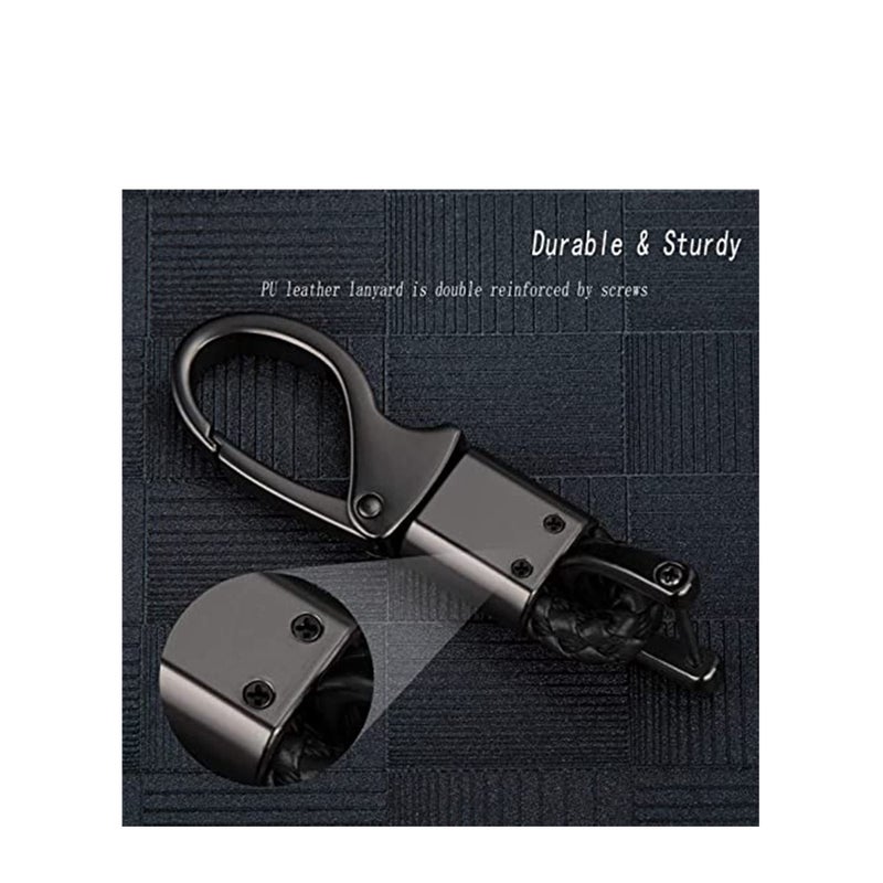 SOLARAE Car Key Fob, Holder Keys Chain Sturdy Metal with D-ring for Men and Women 2 Pack Black Suitable for Most Car Keys Embedded in PU Leather - Image 4