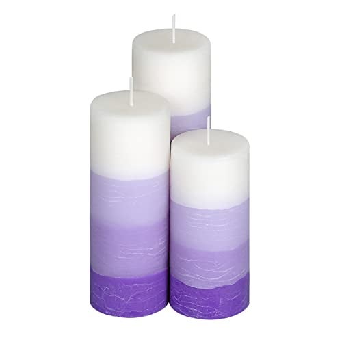 PROSPERRO LUMO Wax By Parkash Candle Set Of 3 Fragrance Pillar Candles Shade Finish (Purple - Lavender) 5 x 15 cm - Image 2