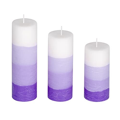 PROSPERRO LUMO Wax By Parkash Candle Set Of 3 Fragrance Pillar Candles Shade Finish (Purple - Lavender) 5 x 15 cm - Image 5